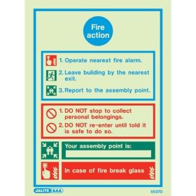 Jalite Fire Action Sign 5537D (Self-Adhesive Vinyl Material)