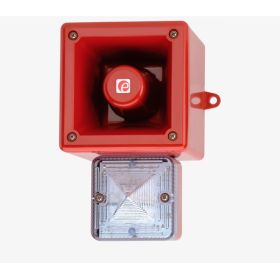 E2S AL105NXDC024R/Y Industrial Sounder Beacon - 24V DC - Red Body Yellow Lens - IP66