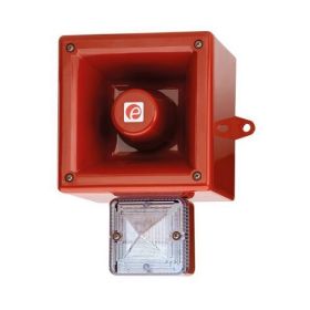 E2S AL105NXDC024R/C-F 24V DC Combined Horn Sounder & Xenon Beacon - Red Body Clear Lens