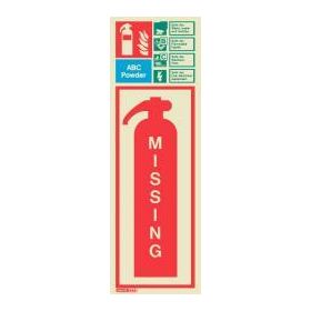 6396H Jalite Rigid PVC Photoluminescent ABC Powder Extinguisher Missing ID Sign 390 x 130mm