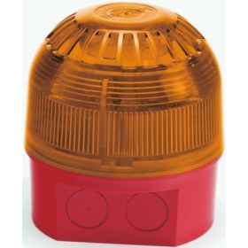 Klaxon PSB-0004 Xenon Beacon With Deep Base - Red Body Amber Lens - 110 / 230V AC Version