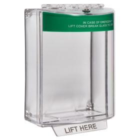 STI-13120EG Surface Mounted Call Point Stopper With Sounder With Green Shell