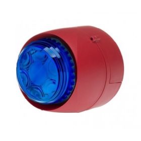 Cranford Controls VTB-32-DB-RB/BL Spatial Sounder Beacon - Deep Base Red Body Blue Lens (511-046)