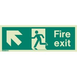 Jalite 434K Up Left Arrow Photoluminescent Fire Exit Sign (150 x 400mm)