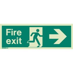 Jalite 435T Right Hand Fire Exit Sign - Photoluminescent - 120 x 340mm