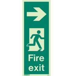 Jalite 442K Right Arrow Photoluminescent Fire Exit Sign (150 x 400mm) For Wall / Column Mounting