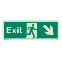 Jalite 448T Down Right Arrow Exit Sign - Photoluminescent - 120 x 340mm