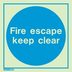 Jalite 5190Q Fire Escape Keep Clear Sign - 300 x 300mm - Photoluminescent