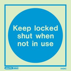 Jalite 5424C Fire Door Keep Locked Shut When Not In Use Photoluminescent Sign - 150 x 150mm