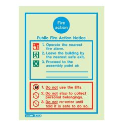 Jalite 5478D Photoluminescent Public Fire Action Notice