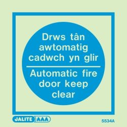 Jalite Drws Tan Awtomatig Cadwch Yn Glir Automatic Fire Door Keep Clear Sign - 5534A