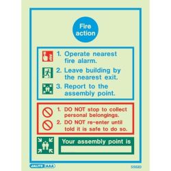Jalite 5562D Photoluminescent Fire Action Sign