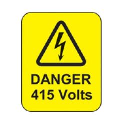 Danger 415 Volts Hazard Warning Label - Roll of 100 - 59767