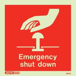 Jalite 6001C Photoluminescent Emergency Shut Down Sign 150x150mm