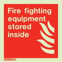 Jalite 6284E Fire Fighting Equipment Stored Inside Sign - Photoluminescent - 200 x 200mm - Rigid PVC