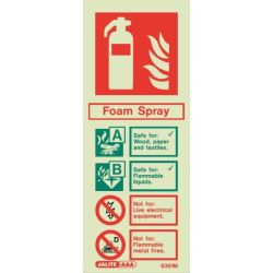 6361M Jalite Rigid PVC Photoluminescent Foam Extinguisher ID Sign 80 x 200mm