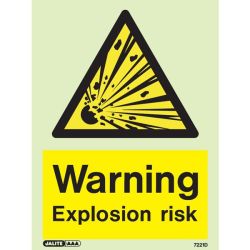 Jalite 7221D Warning Explosion Risk Sign - Photoluminescent (Rigid PVC Version)