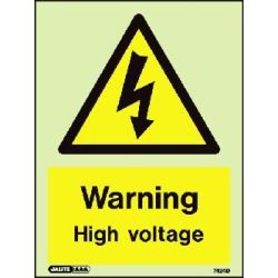 Jalite 7424D Warning High Voltage Sign - Photoluminescent (Self-Adhesive Vinyl Version)