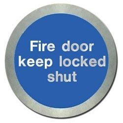 Jalite STB5140O Fire Door Keep Locked Shut Disc - Brushed Stainless Steel With Self-Adhesive Backing
