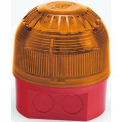 Klaxon PSB-0004 Xenon Beacon With Deep Base - Red Body Amber Lens - 110 / 230V AC Version