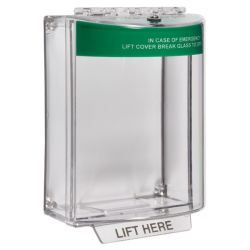 STI-13120EG Surface Mounted Call Point Stopper With Sounder With Green Shell