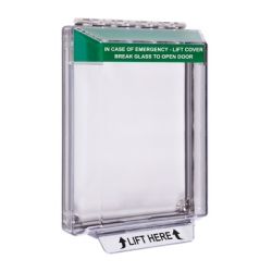 STI-14020EG Low Profile Universal Stopper With Integral Sounder - Green Shell - Flush Mounted