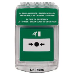 STI-15030EG-NL Euro Stopper Break Glass Cover - Integral Sounder & Relay - Flush Version With Dutch Text