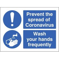 Prevent The Spread Of Coronavirus - Wash Your Hands Frequently Sign - Self-Adhesive Vinyl - 25026E